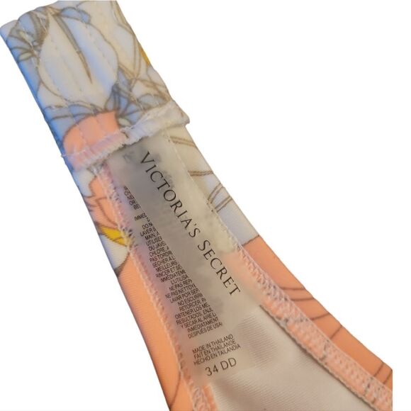 Victoria Secret Floral Leopard RIO TWIST BANDEAU HALTER PUSH UP SWIM TOP 34DD - Picture 10 of 10